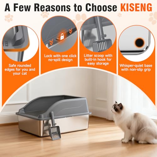 L2 Stainless Steel Litter Box (Dark Grey XL) - color: Dark Grey XL