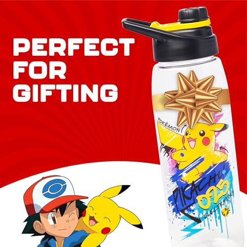 Silver Buffalo Pokémon Skate Graffiti Electrifying Pikachu Water Bottle with Screw-On Lid, 28 Ounces - color: Pokemon Electrifying Pikachu, size: 28 Ounces
