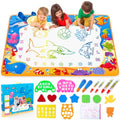 Water Doodle Mat - Kids Color Painting Toy, Gift Set for Toddlers 3-7 | Great Educational Water Doodle Mat - Toddler Painting Toy Gift with Fun Stencils, Magic Pens & Drawing Templates for Kids - color: Ocean