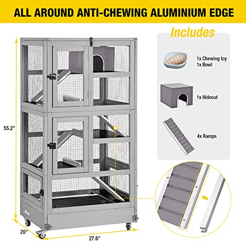 Aivituvin Ferret Cage Large Chinchilla Cage Upgrade Metal Frame Rat Cage, 5 Levels - size: 27.6"L x 20.0"W x 55.2"H