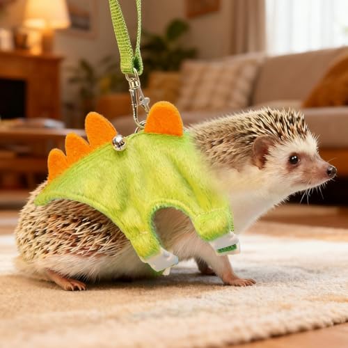 Adjustable Hedgehog Harness and Leash Set - Escape-Proof Small Animals Harness for Hedgehogs, Ferrets, Hamster - Soft, Lightweight & Comfortable (Green, M) - color: Green