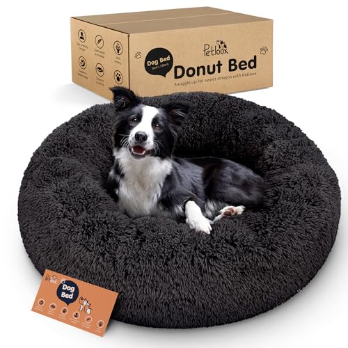 Donut Dog Bed - Premium Comfort for Anxiety Relief - Fluffy & Calming Design with Ultra-Plush Support | Cozy Round Dog Bed with Super Soft Circle Style (Black, Large) - color: Black, size: Large (36"L x 36"W x 10"Th)