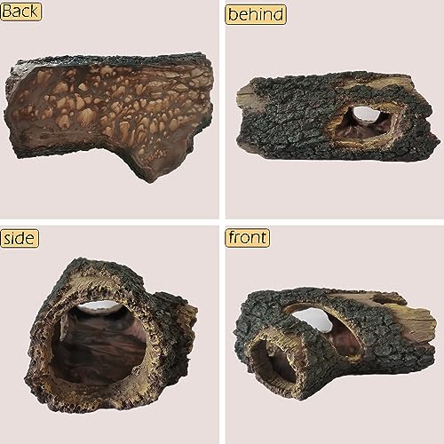 IBWell Aquarium Wood Fish Tank Decorations，Resin Fake Logs Terrarium DÉCor, Reptile Hide Aquarium Hideout for Fish Cave, Small Turtles, to 20 Gallon Tank - size: 8.3"*3.5"*15.9"