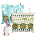 Lesnala 2 Pcs Canvas Hanging Bunny Hay Feeder Bags 3 Holes 2 Styles | Rabbit hay feeder Bag, Guinea Pig Hay Bag, Large Capacity Cotton Canvas Fabric, for Chinchillas Hamsters & Other Small Pets - color: green