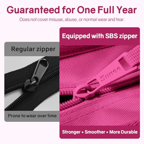 SUNEE Zippered Binder Bag with Handle, 2-Inch 3-Ring O-Ring, 500-Sheet Capacity, Includes Zip Pocket, 5-Tab Expanding File Folder, Multi-Pocket Organizer Binder for Middle School, Berry Pink - color: Berry Pink