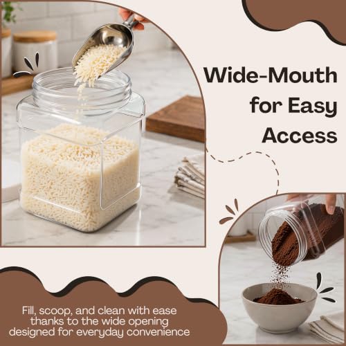 Clear Food Grade PET Plastic Square Grip Storage Jar w/Cap | 64 Fluid Ounces 7-8 Cup Storage Capacity | BPA Free USA Made | by Pride Of India - size: X-Large Square Grip Jar & Cap