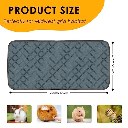 2 Pack Guinea Pig Cage Liners Washable Guinea Pig Bedding Super Absorbent | Waterproof | Non Slip| Reusable Guinea Pig Pee Pads for Small Animals Cages Rabbit Hamster Rat - 48" x 24" - color: Dark Grey, size: 48" x 24" (2 Pack)