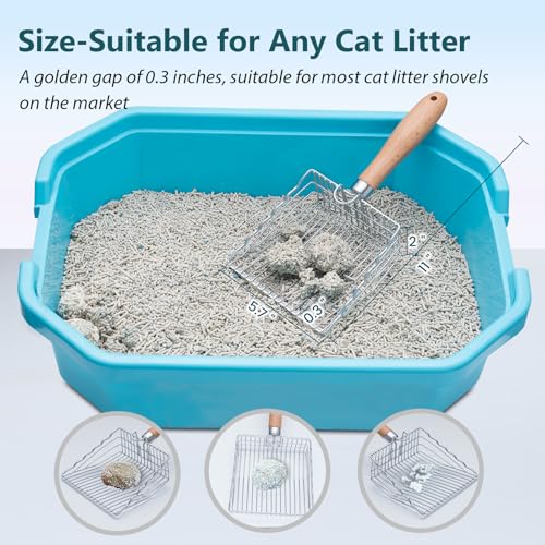 Cat Litter Scoop, Premium Kitty Shovel with Hook and Hole, Metal Sifter Scooper Stainless Steel for Easy Cleaning, Durable and Heavy Duty, Odor-Free for Litter Box | Premium Kitty Shovel with Hook and Hole, for Easy Cleaning, Durable, Odor-Free for Litter