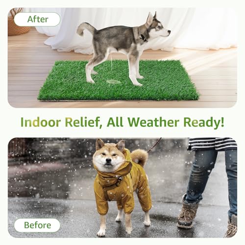 LOOBANI Dog Grass Pee Pads, 2 Pack Artificial Grass for Potty Tray, 14x18in | Replacement Turf, Pet-Friendly, Easy to Clean, Washable, Fake Grass Mat for Puppy to Pee on, Outdoor Indoor Pee Grass Patch - size: 14*18 inch