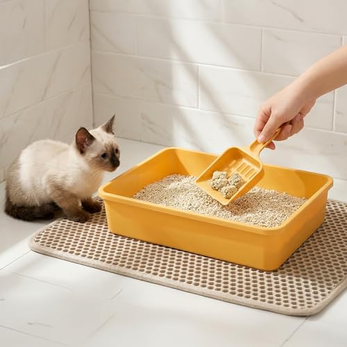 Hiceeden 7 Pack Small Kitten Litter Box with Scoops, 13.9 x 9.8 x 3 Inch Plastic Cat Litter Box, Colorful Open Litter Tray Travel Toilet for Rabbit, Hamster, Guinea Pig, Hedgehog, Easy to Clean