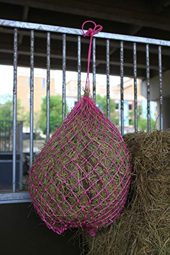 T TEKE 2 pcs Classic Slow hay Feeder hay nets, 40" Length with 2" Holes, Horse Supplies hay Bags for Horses, Goat Feed - color: Pink, size: pack of 2 pcs