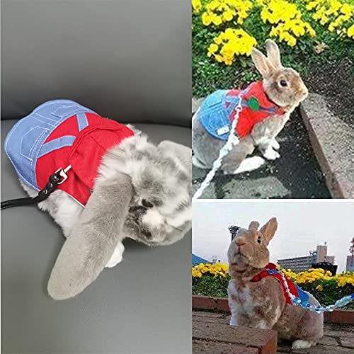 Small Pet Costume Rabbit Clothes Ferret Hoodies Sweatshirt Bunny Vest Harness and Leash Set Kitten Sweater Small Animals Outfits for Chihuahua Kitty Mini Dog and Small Breeds (A, L) - size: L