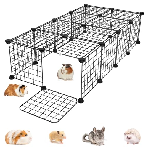Guinea Pig Cages with Door and Top, 49.2x24.6x12.2inch Small Animal Cage, 20pcs Metal Grid Panels Small Animal Playpen, Expandable Cage for Guinea Pigs, Rabbits, Hamsters and Hedgehogs, Kitten - color: 20pcs
