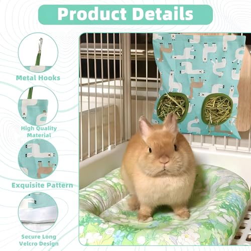 Hay Bag for Rabbits,2-Hole Guinea Pig Hay Feeder for Rabbits,Chinchillas,Hamsters,Small Pets