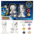 Sonic the Hedgehog Paint Your Own Figurines Craft Kit with Sonic & Knuckles | Sonic Coloring Toy Gifts, Knuckles the Echidna 2 Ceramic Figures, 6 Paints, 2 Brushes, DIY Arts & Crafts Activity for Kids - style: Sonic