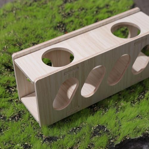Hamster Wooden Tunnel, Pet Mouse Training Hideout Tunnel Small Animals Exploring Toy Natural Wood Rat Secret Peep Shed Tunnel