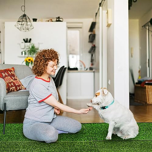 Fasmov 4 Pack Artificial Grass Guinea Pig Pee Pads, 15.7 × 23.6 Inch Fake Grass Rug Rabbit Grass Mat Dog Grass Pee Pads Artificial Turf Pet Grass Mat, Reusable Puppy Training Turf Mat