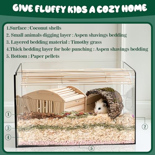 Sukh Hamster Bedding - Aspen Shavings Small Animal Pet Bedding | Aspen Bedding for Small Animals, Guinea Pigs, Rabbits, Hamsters, Gerbils, Chinchillas, Rats, Mice, Snakes & Hedgehogs, 14 OZ