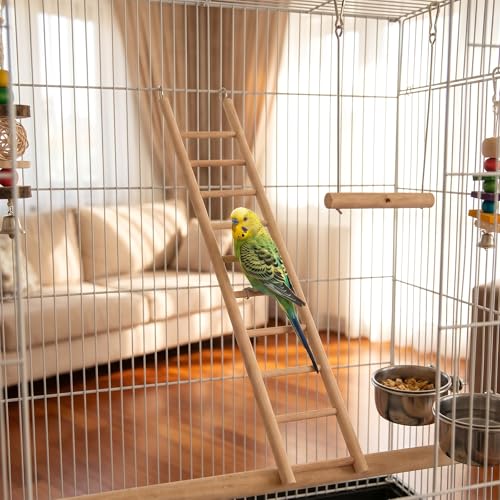 3 Pcs Natural Wooden Bird Cage Ladder Set 6 Step/7 Step/8 Step Bird Ladder Birds Cage Accessories Climbing Toys Wood Perch for Parakeets Cockatoo Lovebirds Small Birds