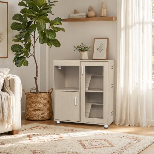 Guinea Pig Cages, Hamster Cage Wood with Independent Storage Cabinet, House for Rat Chinchilla with Guinea Pig Hutch and Bridge, Openable Top with Acrylic Sheets (Beige) - color: Beige