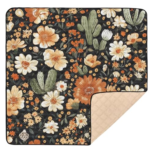 Baby Play Mat Western Desert Boho Floral 50 x 50 Playpen Mats for Floor Play Gym Crawling Mat Non-Slip Cushioned Baby Playmat for Infants, Babies, Toddlers - color: Multi 26