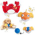 Squeak Dog Toys for Aggressive Chewers, No Stuffing Squeak Dog Chew Toys for Aggressive Chewers, Interactive Dog Toy Ball with Crinkle Paper for Medium Dogs, Large & Small Breeds (E-Crab+Fish) - color: E-Crab+Fish