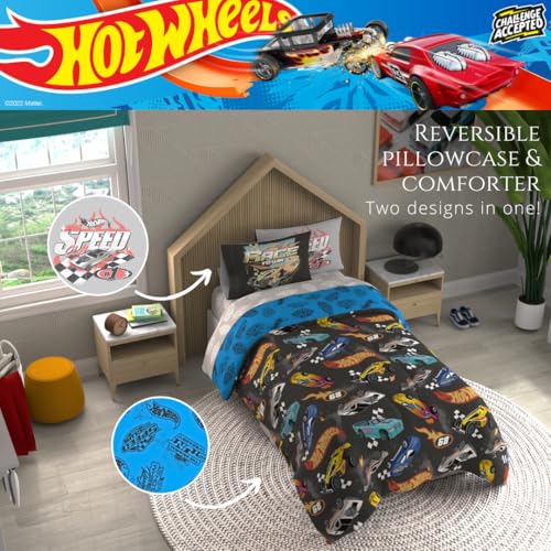 Hot Wheels Kids Bedding Super Soft Comforter and Sheet Set with Sham, 5 Piece Twin Size, (Officially Licensed Product) By Franco - color: Hot Wheels, size: 5 Piece Twin Size