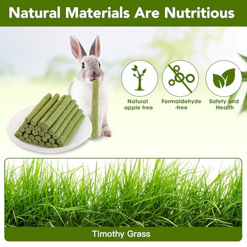 WDEFUN 45 PCS Timothy Hay Sticks for Rabbits Natural Molar Teeth Stick Chew Toys for Bunnies Chinchillas Guinea Pigs Hamsters and Other Small Animals Treats - size: 0.27 Ounce (Pack of 45)