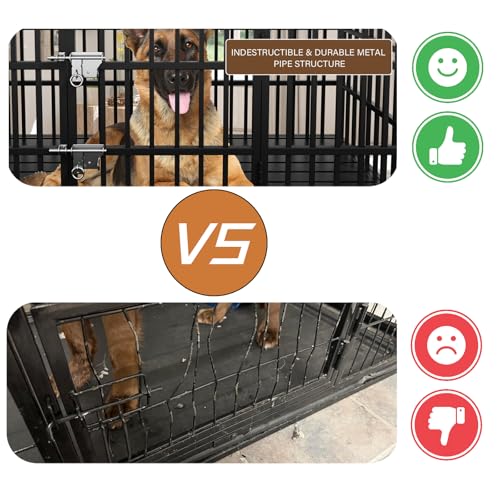 Heavy Duty Dog Crate for Large Dogs, 58 inches Extra Large Dog Kennel Indoor, Roof Dog Cage for High Anxiety Dogs - size: 58''