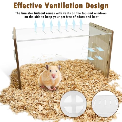 PINVNBY Acrylic Small Animal Hideout - Transparent Hamster Hide & House for Syrian, Dwarf Hamster, Guinea Pig, Gerbils, Rat, Mouse