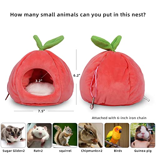 Pet Hideout House - Rat Beds, Small Animal Washable Cage Accessories - Hamster, Syrian Hideout, Sugar Glider Hammock for Dwarf Hamsters, Squirrel, Chipmunks - Pink - color: pink