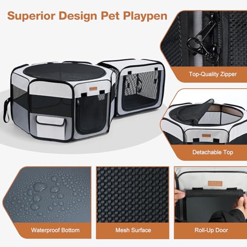 Want to Give Your Kittens & Puppies a Safe, Independent Space? Try Lekereise: 47"×16" Portable Cat Playpen, 2-in-1 Dog Playpen, Independently Usable, with a Carry Bag. Play Freely Anywhere! - color: M(47" * 16")