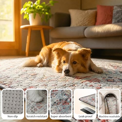 Washable Pee Pads for Dogs 24"x36" 2 Pack Reusable Puppy Potty Pad | Super Absorbent Waterproof NonSlip LeakProof Crate&Playpen Floor Mat for Cats, Rabbits, Guinea Pigs, Whelping & Housebreaking
