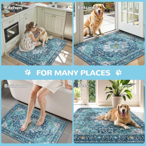 Lahome Reusable Washable Puppy Pads - 2 Pack Super Absorbent & Waterproof Dog Training Mats for Potty, Crate and Floor - Leakproof Pee Pads with Non-Slip Backing (Blue, 36"x48") - color: Blue, size: 3FT x 4FT (Pack of 2)