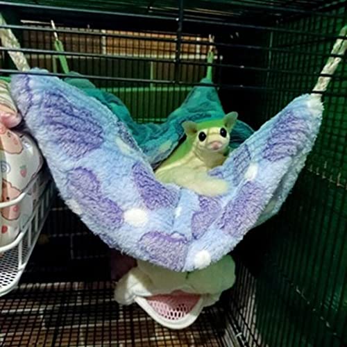 ISMARTEN Small Animal Hanging Hammock, Pet Hanging Nap Sack Sleep Bag Bed, Cage Hammock Beds for Ferret Guinea-Pig Sugar Glider Hamster Rat Mice Chinchilla Flying Gerbil and Squirrel (Purple) - color: Purple