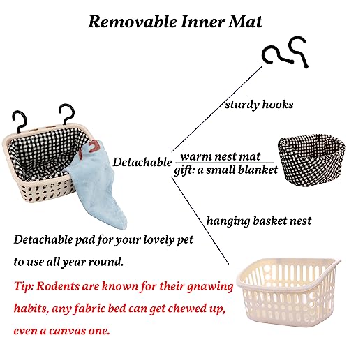 JWShang Rat Hammock for Cage, Chew Proof Hanging Basket Bed with Sturdy Hooks, Pet Cage Accessories, Safe Cozy Small Animal Rodent Hammock for Sugar Glider Mice Snuggling Sleeping - color: Beige, size: Small