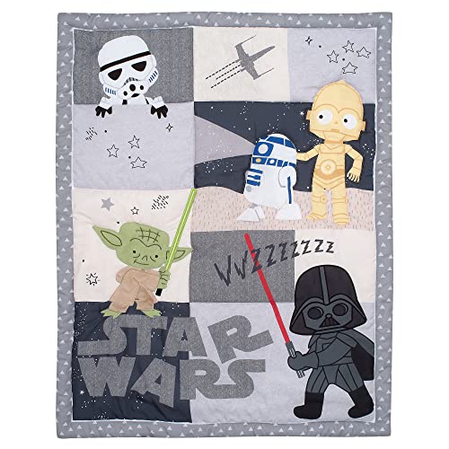 Lambs & Ivy Star Wars Classic 3-Piece Baby Crib Bedding Set - Yoda/Vader | Includes Quilt, Fitted Sheet & Crib Skirt, Features Yoda, Darth Vader, C-3PO, R2-D2 & Storm Trooper - color: Yoda/Darth Vader