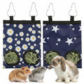 2Pcs Guinea Pig Hay Feeder, Hanging Rabbit Hay Feeder Durable Washable 2-Hole Hays Dispenser for Guinea Pigs Bunnies Chinchillas, Star＋Daisy