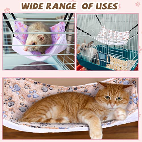 4 Pcs Cat Hammock for Cage Soft Hanging Pet Hammock Bed with Adjustable Straps and Metal Hooks Double Sided Bed for Large & Small Cats Ferret Rat Sugar Glider(Paw,16 x 20 Inch) - size: 16 x 20 Inch