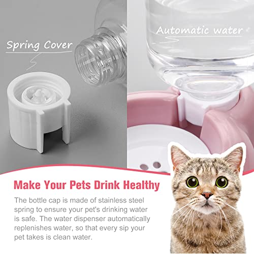 Dog Bowls, Cat Food and Water Bowl Set with Water Dispenser and Stainless Steel Bowl for Cats and Small Dogs - Pink - color: Pink