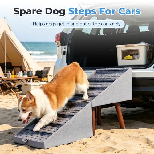2-in-1 Ottoman Pet Stairs Dog Stairs for Small Dogs (8-Steps) | Dog ramp for Couch Wooden Pet 8 Steps for Puppy Senior Injured Dogs Non-Slip Foldable - size: 8-STEPS
