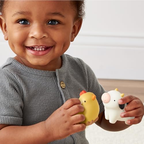 Itzy Ritzy Put & Take Learning Toy - Sensory Activity Toy for Babies (Farm) | 4 Squeezable Farm Pieces Encourage Put & Take Play, Hand-Eye Coordination, Problem Solving, Motor Skills, Early Learning - color: Farm