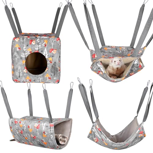 Glittme 4 Pack Cozy Ferret Hammock, Soft Washable Cage Bed for Small Animals