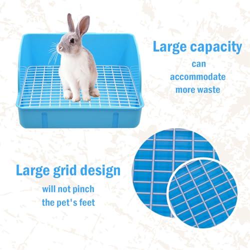 12Pcs Rabbit Litter Box for Cage, Bunny Potty Trainer Corner Guinea Pig Plastic Square Grate Toilet, Pet Bedding Litter Box for Small Animal Ferret Hamster Hedgehog (Blue) - color: 【Blue】