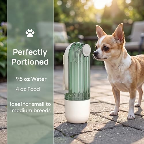 Portable Dog Water Bottle with Food Container, 2-in-1 Pet Water Dispenser & Travel Bowl, Leak-Proof Puppy Water Bottle for Small Dogs & Cats, Perfect for Walking, Hiking, Dog Mom Gifts (Beige) - color: beige