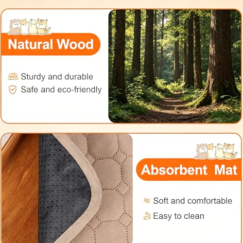 Large Sturdy Bunny House, Guinea Pig Rabbit Hideout Castle | Small Animal House Bed Hut Habitats with Stairs, Sturdy Wooden Guinea Pig Hideout for Hamsters Bunny Chinchillas Hiding - color: Brown
