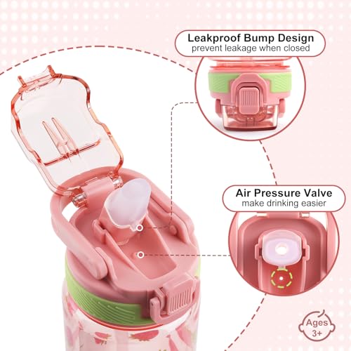 Kids Water Bottle for School, 16 Oz Plastic Water Bottle, 1 Pack | Silicone Spout, Pop-Up Cover, BPA Free & Dishwasher Safe, Strawberry - color: Strawberry, size: 16.2 Ounces