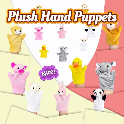 Cute Sheep Hand Puppets (1 Pack) for Kids, Toddlers and Adults, Farm Animals Plush Toys, Sheep Stuffed Animals Interactive Toys, Hand Puppet for Party Favors, Birthday, Teacher Student Award - style: Sheep