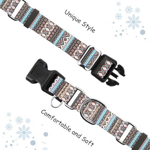 Martingale Dog Collar with Buckle Tribal Design Adjustable Escape Proof Pet Collars (Aztec, Large) - color: Aztec, size: Large