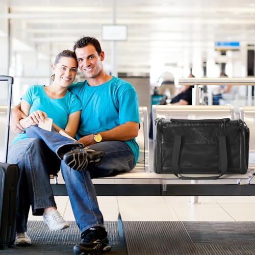Fashion Leather Dog Carrier, Airline Approved Cat Carrier Soft Sided Pet Bag Carrier Purse for Puppy Kitten Small Animals Black - color: Black